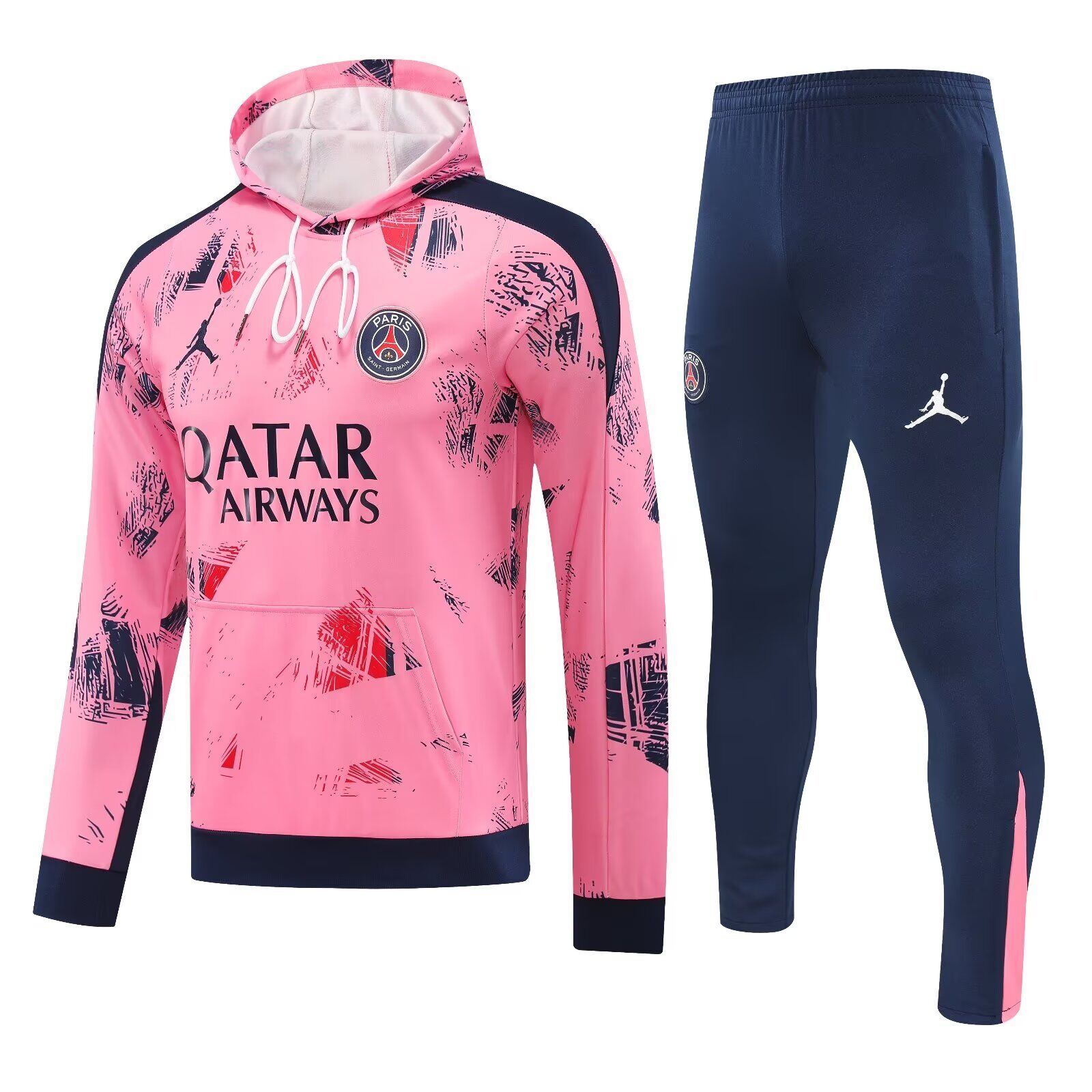 AAA Quality PSG 24/25 Hoodie Tracksuit - Pink/Navy Blue
